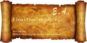 Einviller Artúr névjegykártya
